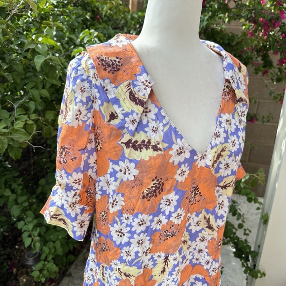 NEW FREE PEOPLE SUGAR‎ CRUSH FLORAL DROP WAIST BABYDOLL MINI DRESS SZ Medium - Picture 3 of 10